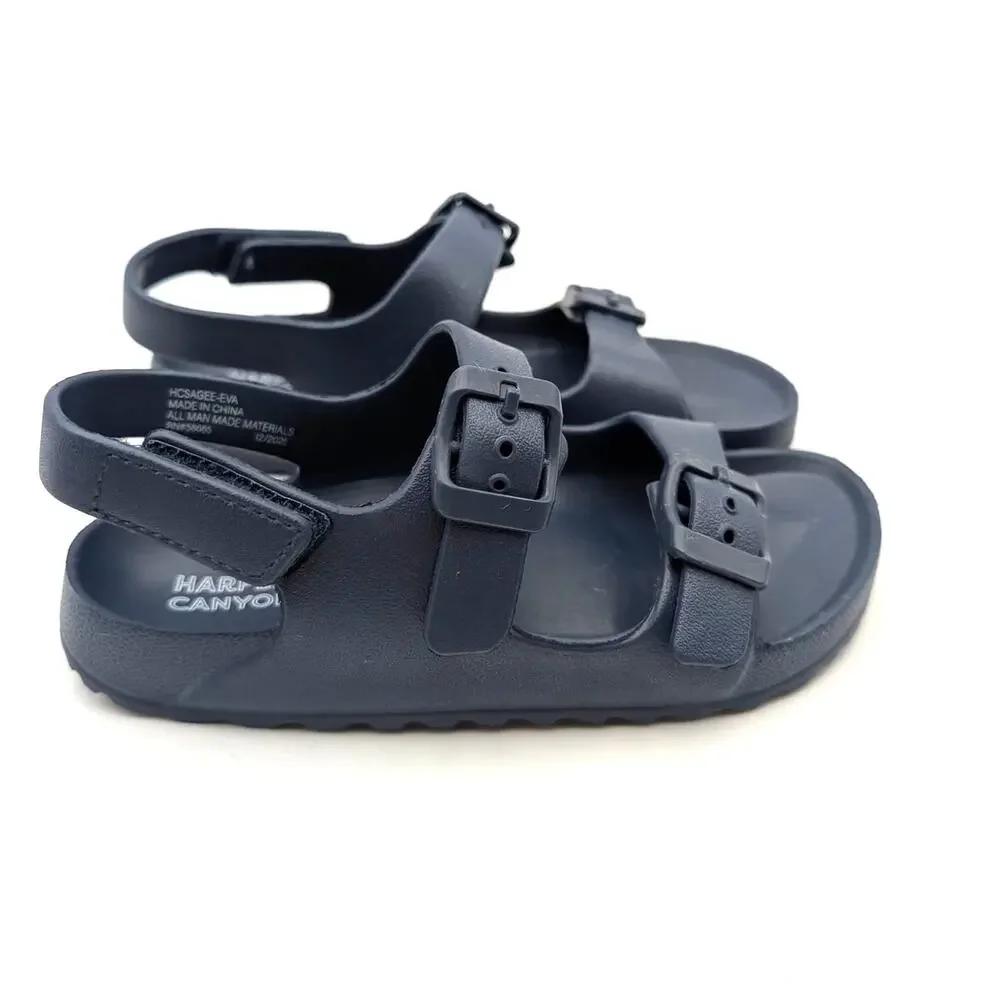 Harper Canyon Sage Open Toe Sandals Hook & Loop Kids' Navy Size US10 EU27